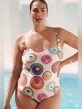 NWT Anthropologie Villa Fresca Bella One Piece Swimsuit in Solar Size 3X